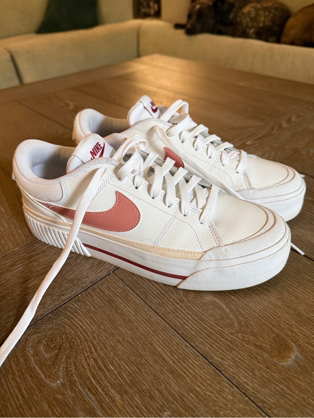 Nike Court Legacy Lift White/Pink Platform Sneakers Women’s Size 8